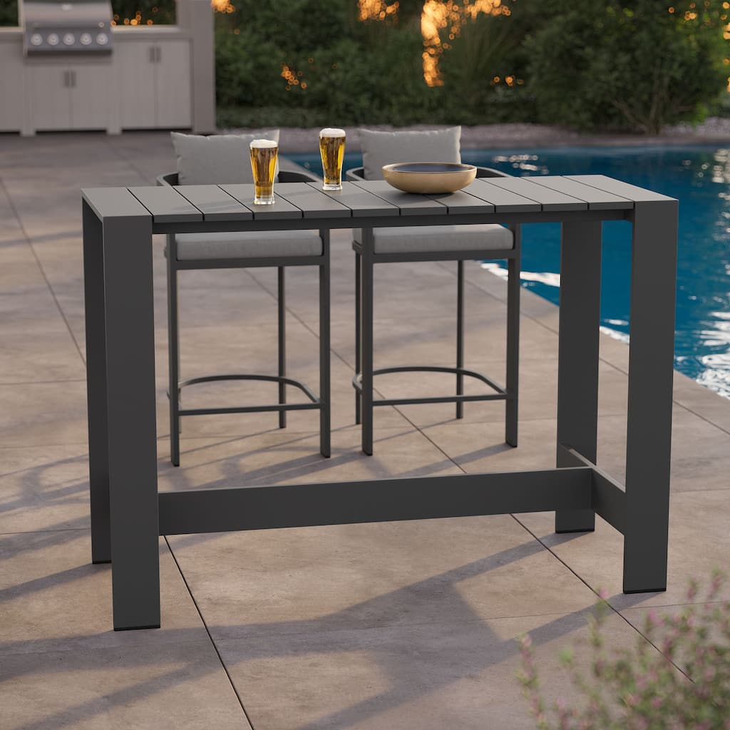 Tahoe 59 Inch Rectangle Outdoor Aluminum Bar Table
