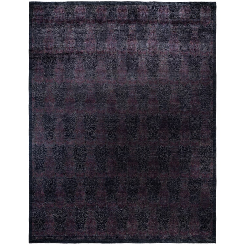 Overdyed One-of-a-Kind Hand-Knotted Area Rug - Black - 12' 1" x 15' 3"