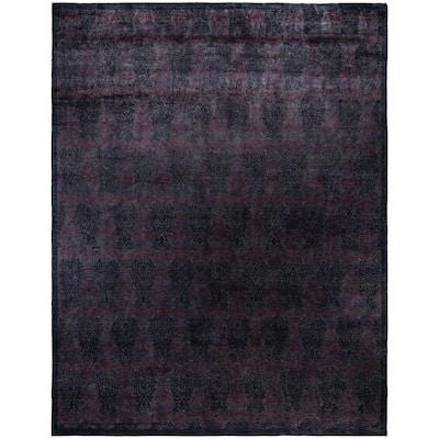 Overdyed One-of-a-Kind Hand-Knotted Area Rug - Black - 12' 1" x 15' 3"