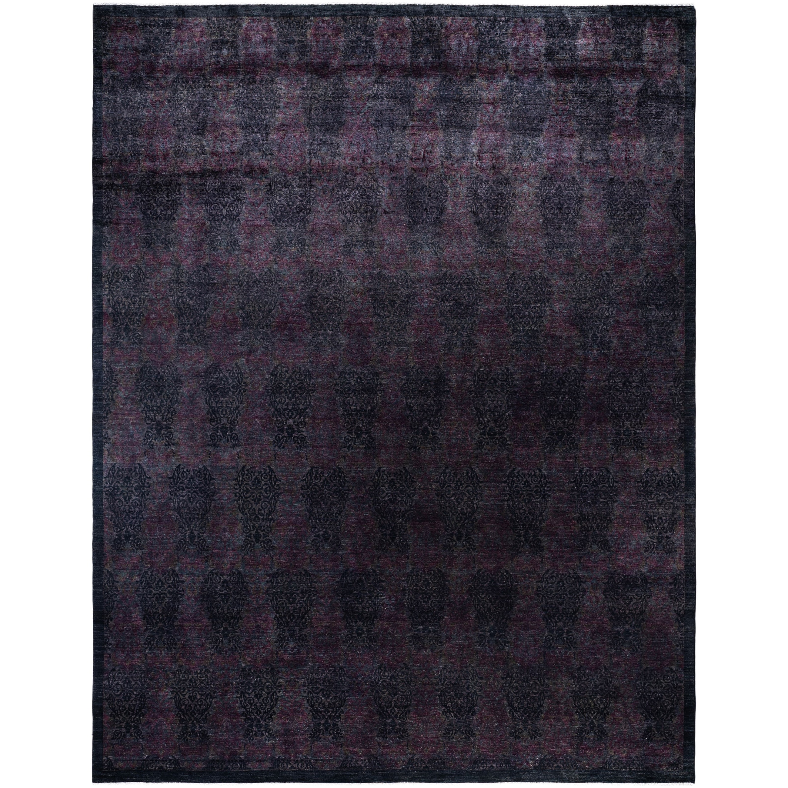 Overdyed One-of-a-Kind Hand-Knotted Area Rug - Black - 12' 1" x 15' 3"