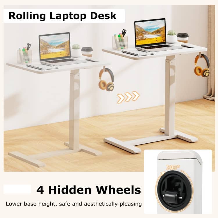 Engineered Wood Mobile Standing Desk with Adjustable Height