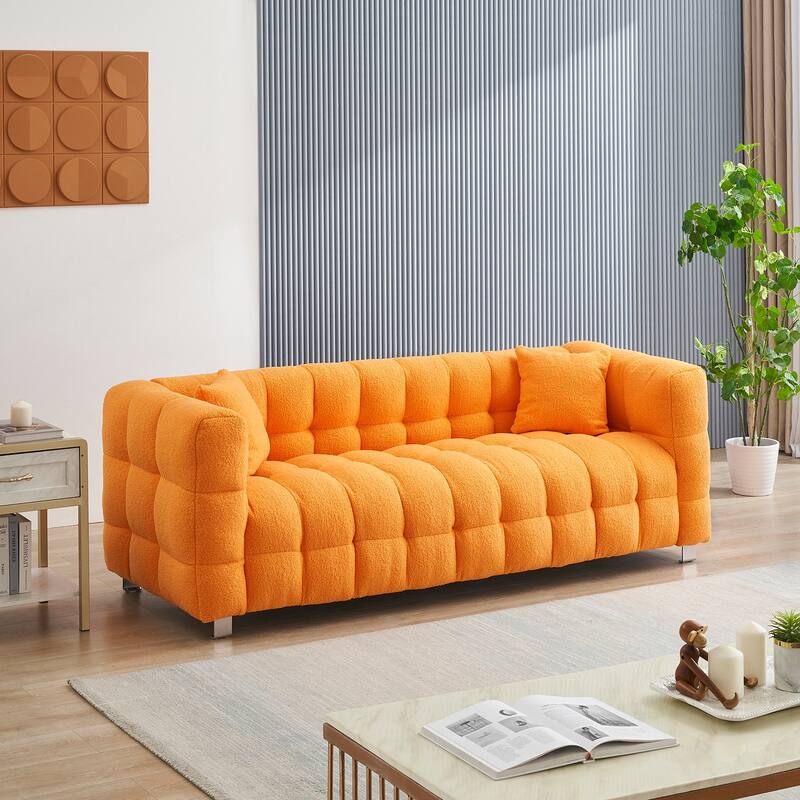 Premium 80-inch Wool Sofa with High-Density Foam Filling and Bonus Cushions