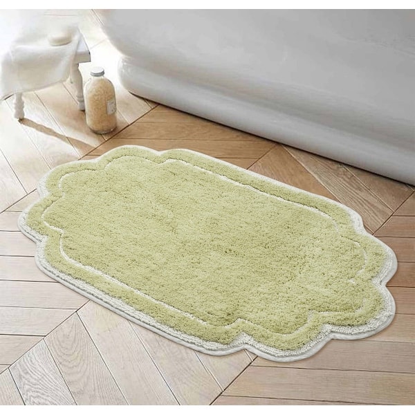 Home Weavers Inc Radiant Collection 24 in. x 40 in. Beige Cotton Bath Rug, Linen
