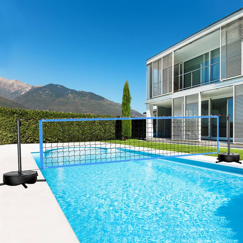 15-32 ft Pool Volleyball Net Games Set with Light and Weighted Base - N/A