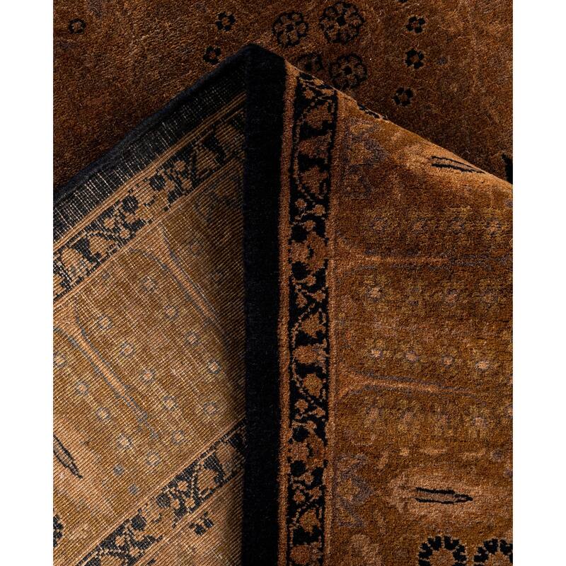 Overdyed One-of-a-Kind Hand-Knotted Runner Rug - Brown - 3' 2" x 16' 7"