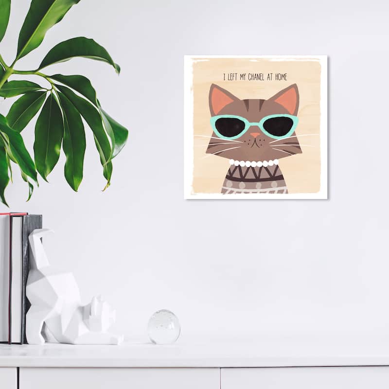 Wynwood Studio Prints Typography and Quotes Cutsie Cat White and Cream White Modern & Contemporary Wall Art Canvas Print - 12 x 12