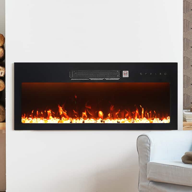 36" Modern Built-In Wall Mounted Indoor Electric Fireplace with Remote Control