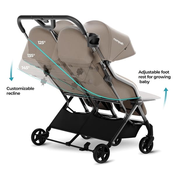 Mompush Lithe Double Stroller, Lightweight Side by Side Stroller for  Newborn and Toddler, Easy Fold, Spacious Seats with Recline - Bed Bath &  Beyond - 43134170