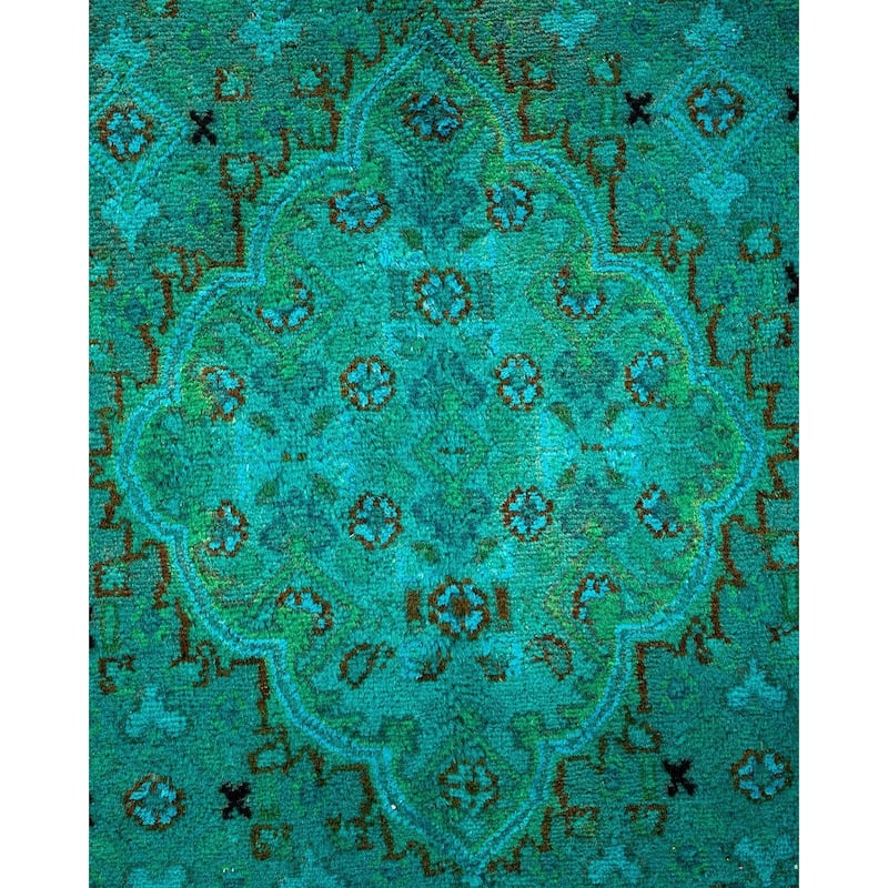 Overton Hand Knotted Wool Vintage Inspired Modern Contemporary Overdyed Blue Area Rug - 8' 0" x 10' 5"