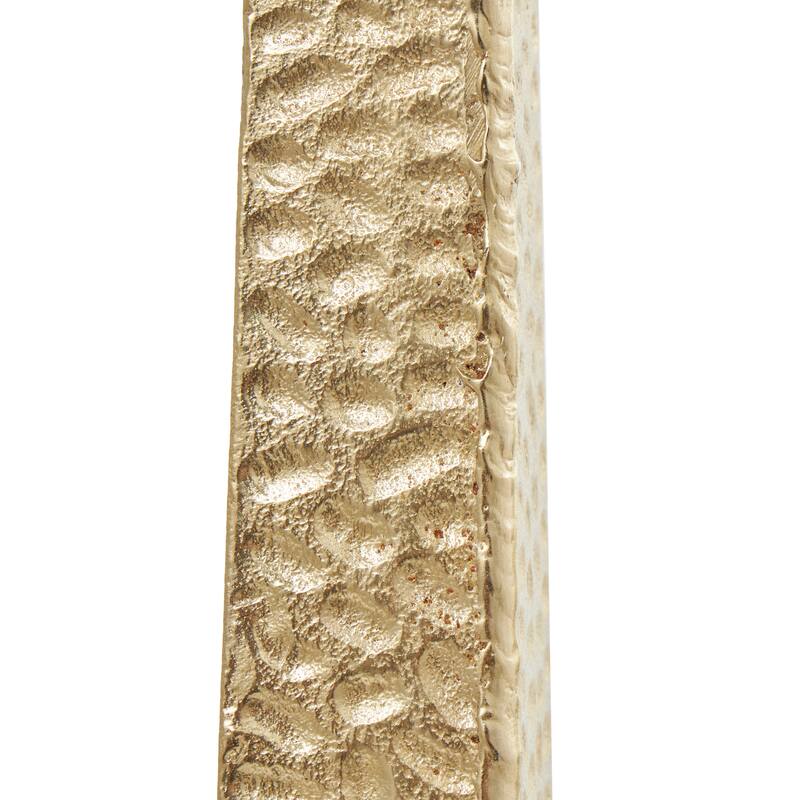 Gold Aluminum Metal Tall Hammered Candle Holder (Set of 2)
