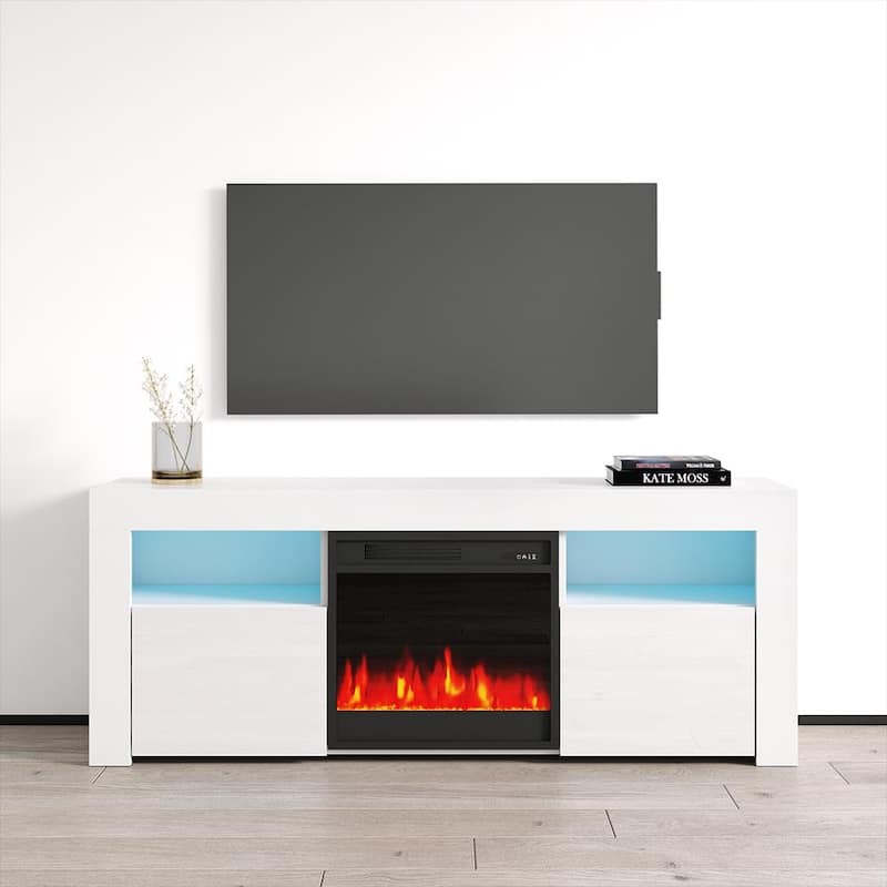 Copper Grove Qorasuv 58-inch Electric Fireplace TV Console - White