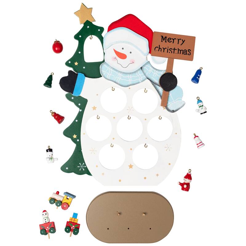 Snowman Cut-Out with Miniature Ornaments Merry Christmas Decoration - 10.25"