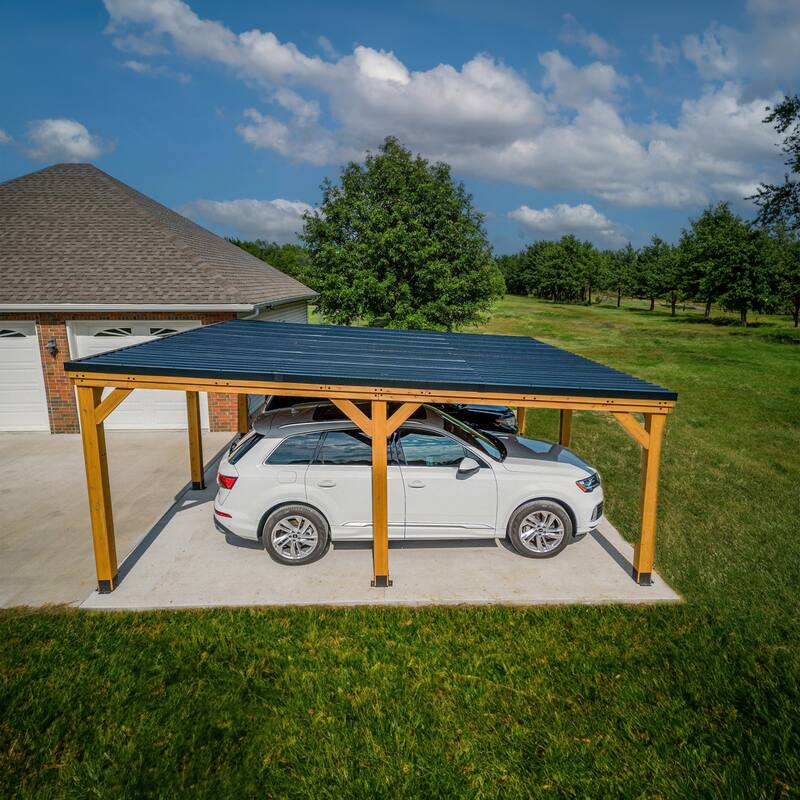 Backyard Discovery Kingsport 20x20' Cedar Wood Carport with Steel Roof