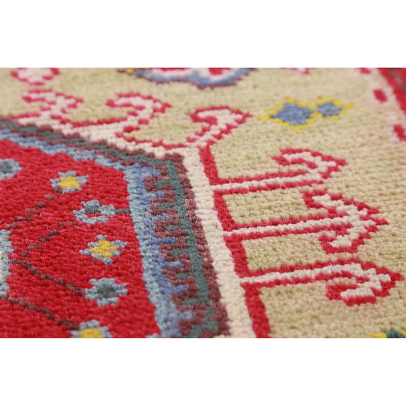 Hand Knotted Oriental 100% Wool Carpet Transitional Geometric Green Khotan Runner Rug - 9' 11'' X 2' 6''