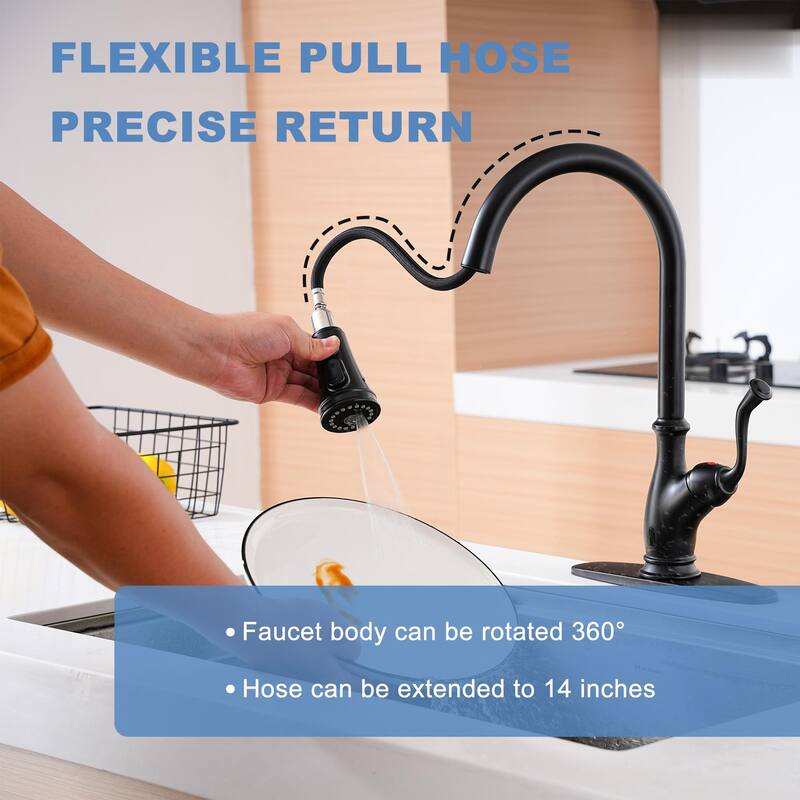 3-Function Single Handle Touchless Pull Down Sprayer Kitchen Faucet