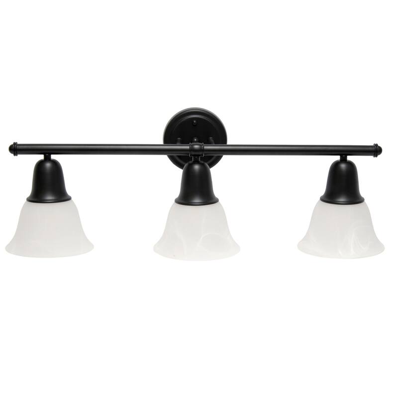 3-Light Vanity Light Fixture - Metal & White Glass Shade - Bathroom Uplight Downlight - Hallway Entryway - 9.7