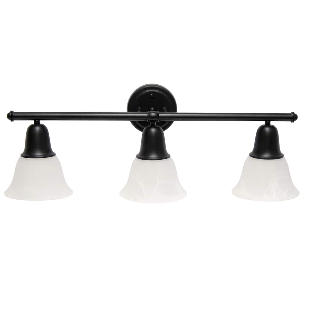 3-Light Vanity Light Fixture - Metal & White Glass Shade - Bathroom Uplight Downlight - Hallway Entryway - 9.7