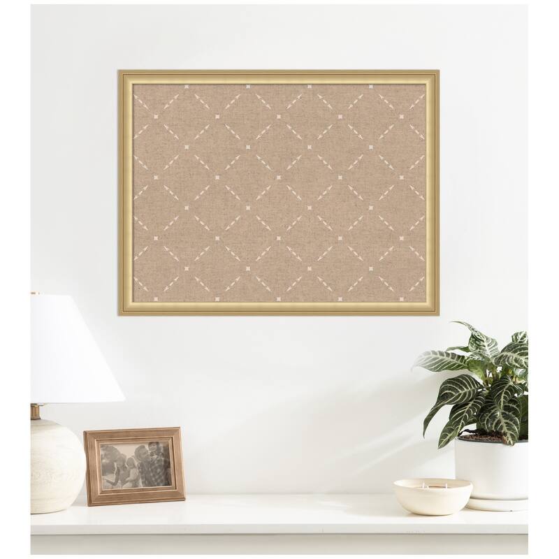 Kate and Laurel Pinboard Beige Lattice Pattern