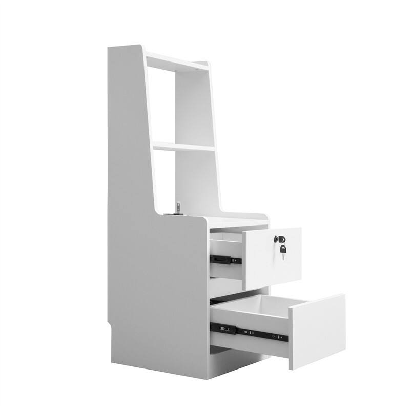 Smart Nightstand with 2 Drawers, Night Light and Charging Station, Modern Bedside Table Side Table with Bookshelf for Bedroom