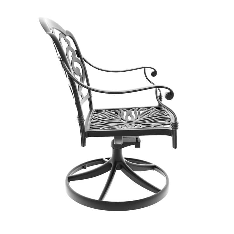 5-Piece Aluminum Round Outdoor Patio Dining Set, 4 Cushioned Swivel Chairs, Table, All-Weather Frames