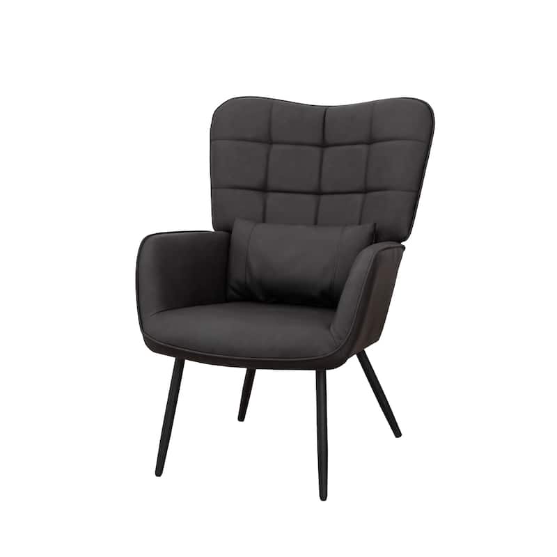 Modern 27.4" High Back Upholstered Arm Chair with Metal Legs and Soft Padded
