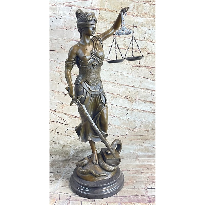23 Inches Tall Blind Justice Graduation Gift Lawyer Student Bronze Sculpture Figurine