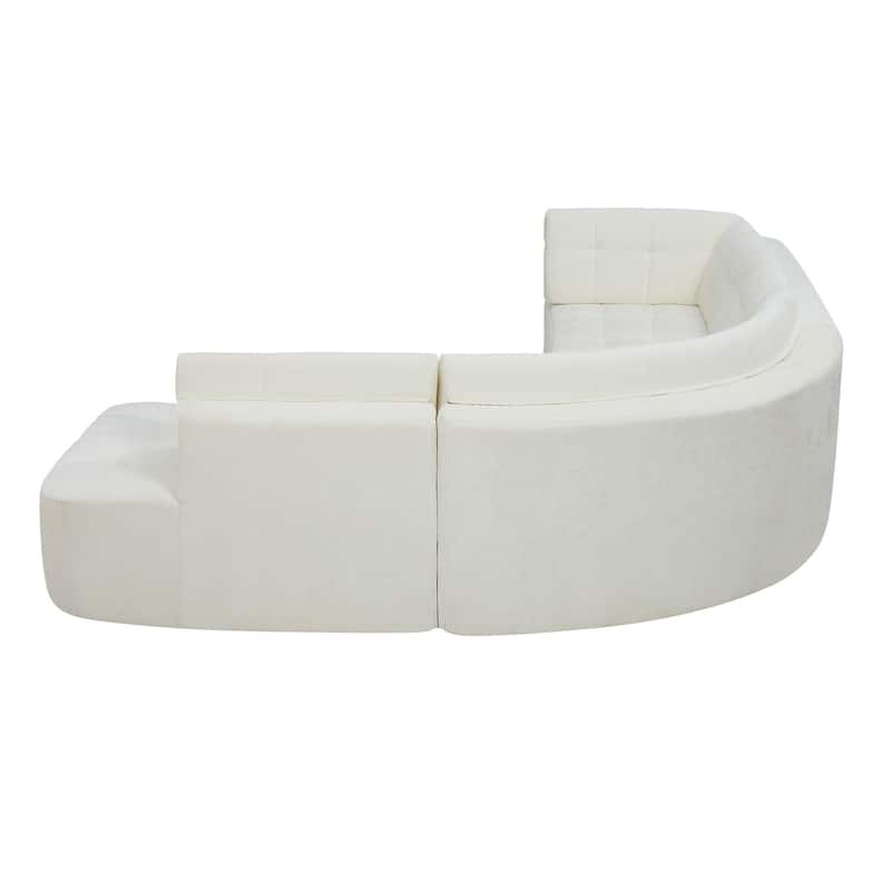 119.3" Curved L-Shaped Chenille Sectional Sofa, No Assembly Required