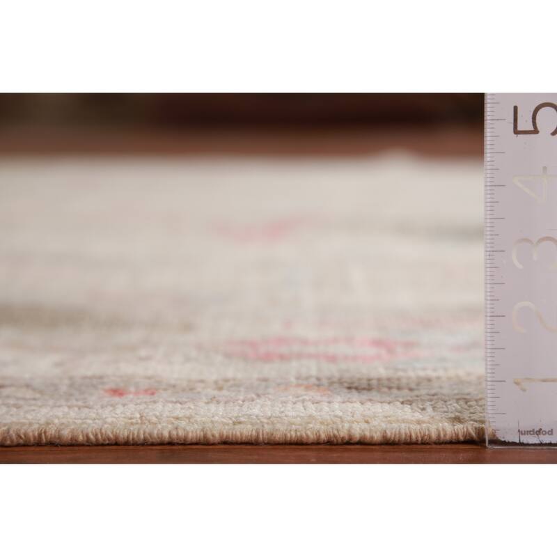 Hand Knotted Oriental 100% Wool Carpet Transitional All-Over Beige & Ivories Oushak Area Rug - 9' 2'' X 6' 2''