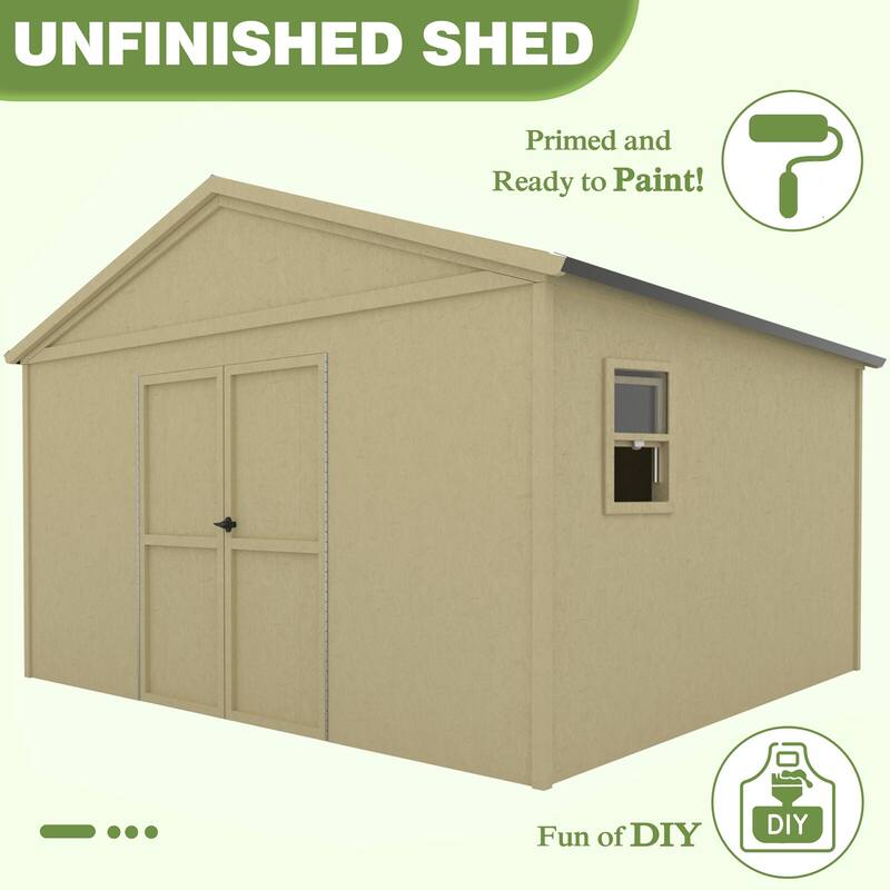 VEIKOUS Outdoor Wood Storage Shed with Lockable Door and Window - 8'x12'