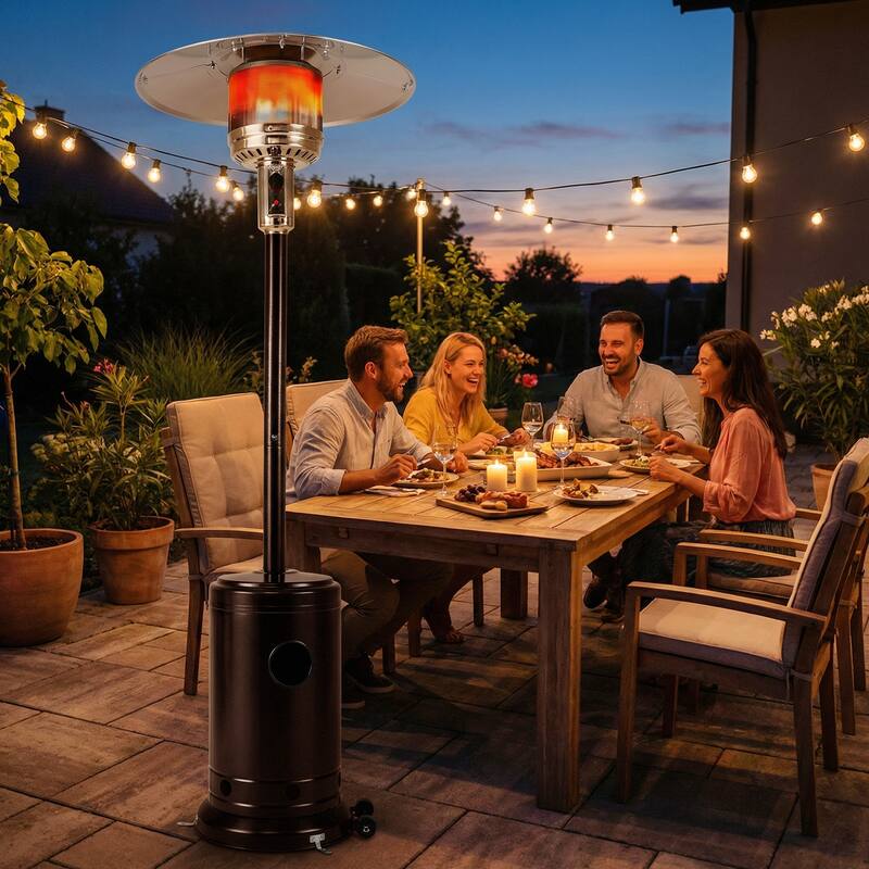 Gymax 50000 BTU Patio Propane Heater w/ Stainless Steel Burner & Safe