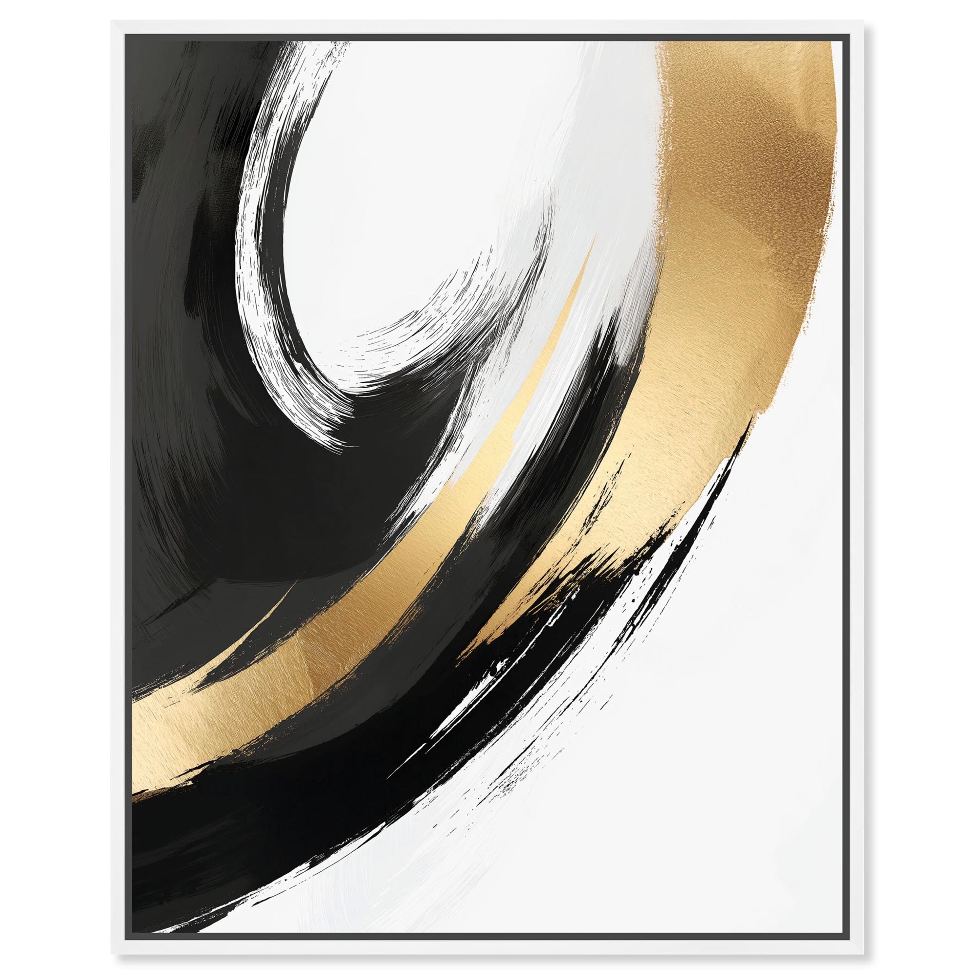 Golden Swirl I Black Gold Decor Framed Canvas Print by Art Remedy