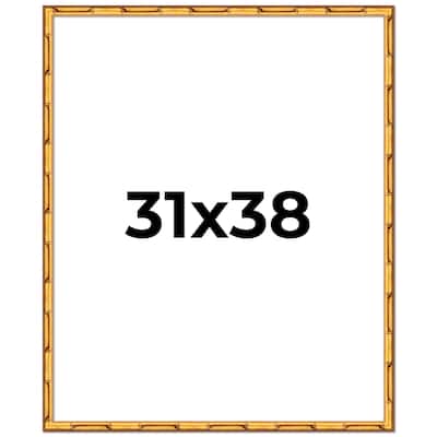 31x38 Frame Gold Bamboo Picture Frame Modern Photo Frame Includes UV Acrylic Shatter Guard Front Acid Free Foam Backing Board