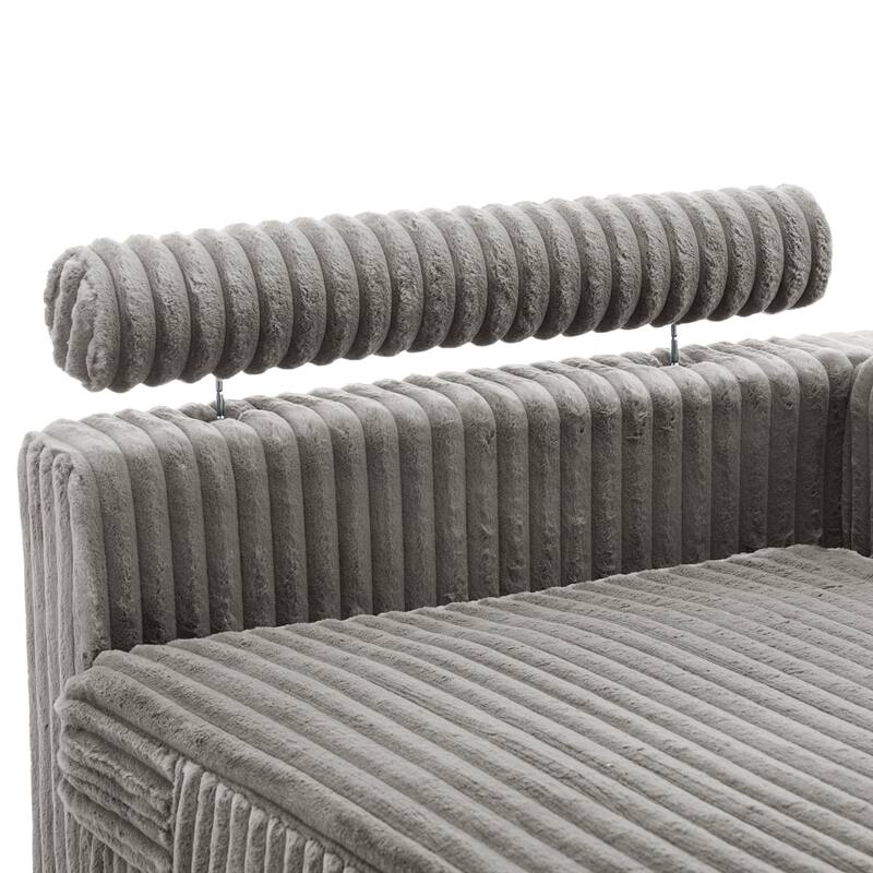 UIXE Upholstered Plush Bedroom Lounge Chairs with Right Armrest & Lumbar Pillow