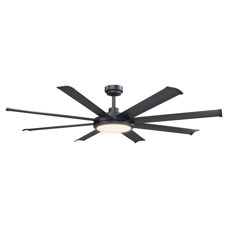 60" Indoor Matte Black Downrod Mount Ceiling Fan with Light and Remote