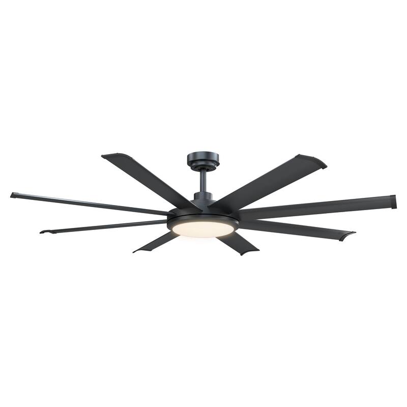 60-in Matte Black Aluminum 8-Blade Lager LED Ceiling Fan with Remote Control