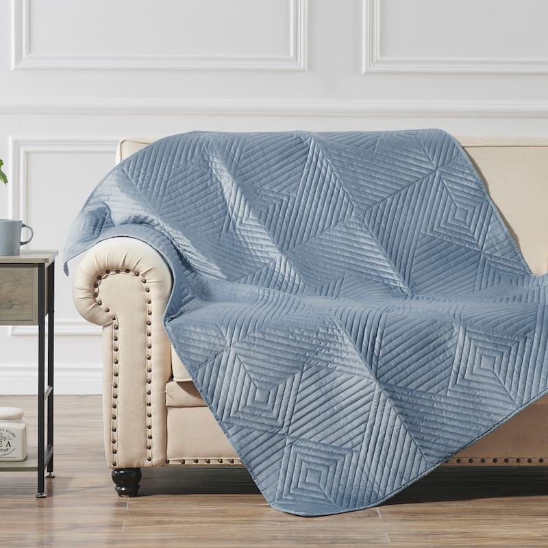 Barefoot Bungalow Riviera Velvet Quilted Modern Throw Blanket