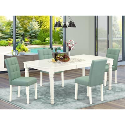 East West Furniture Kitchen Set Includes a Rectangle Kitchen Table and Chairs, Linen White (Pieces Options)