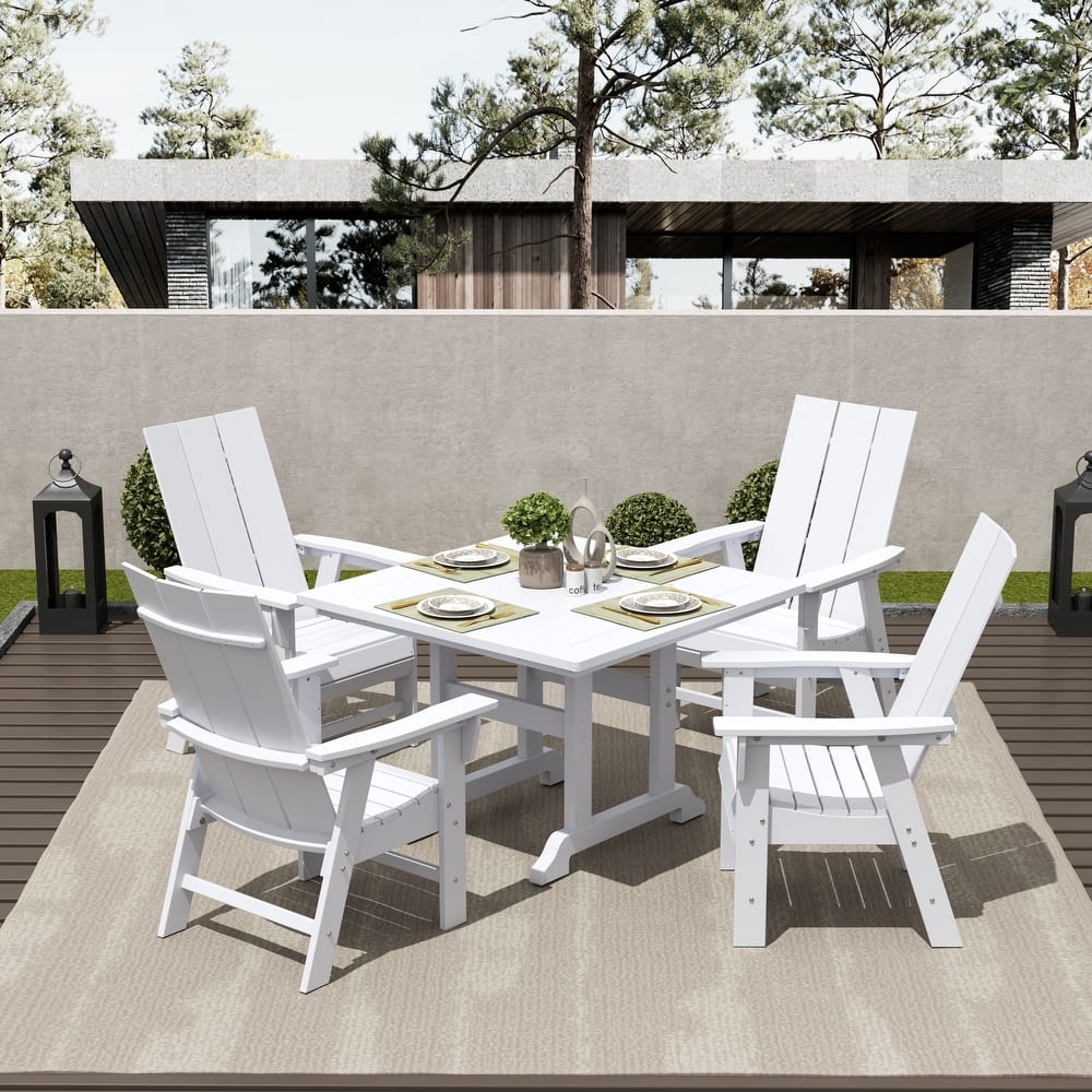 Shoreside 5-Piece Square Poly Eco-Friendly All Weather Outdoor Dining Set with Armchairs