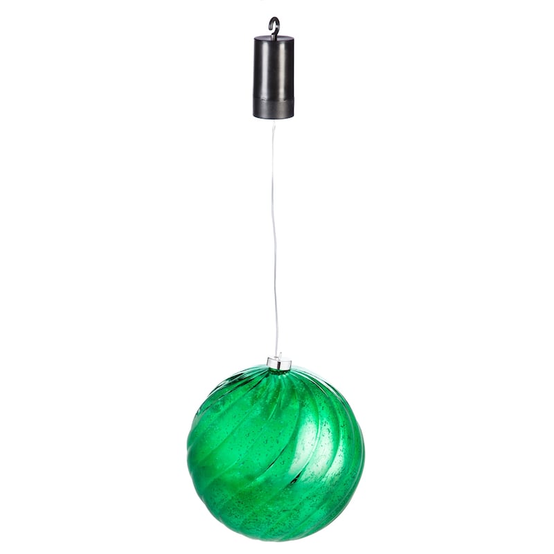 8" Shatterproof Outdoor Safe Battery Operated LED Ball Ornament, Green