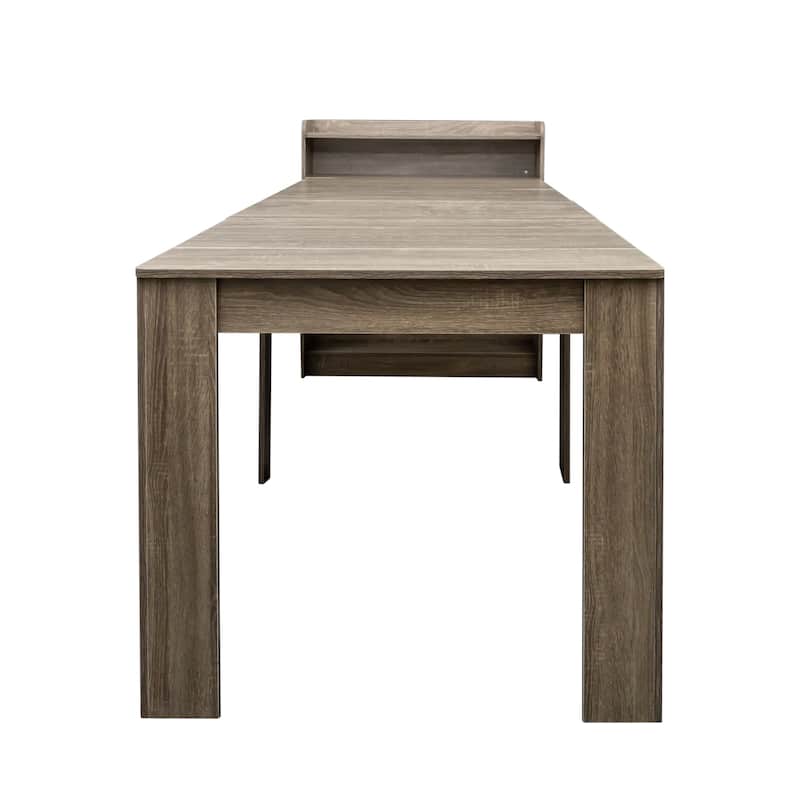 Barnwood Particle Board MDF Extendable Dining Table with Storage - 36.61 L x 98.43 W x 39.37 H in - Barnwood