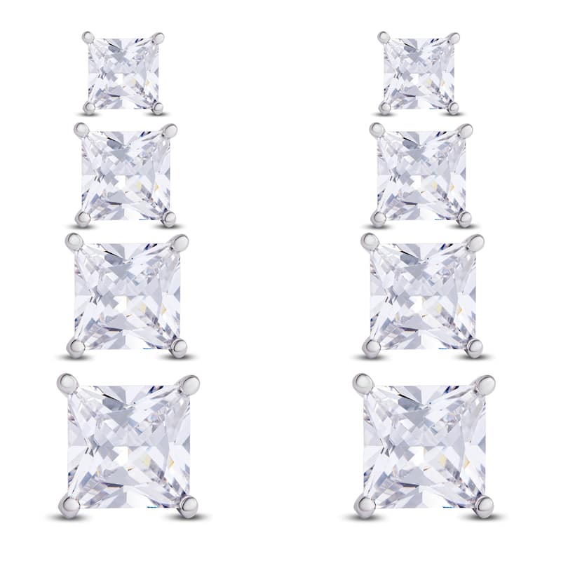 Victoria Townsend .925 Sterling Silver Cubic Zirconia Square 4Pr. Stud Set