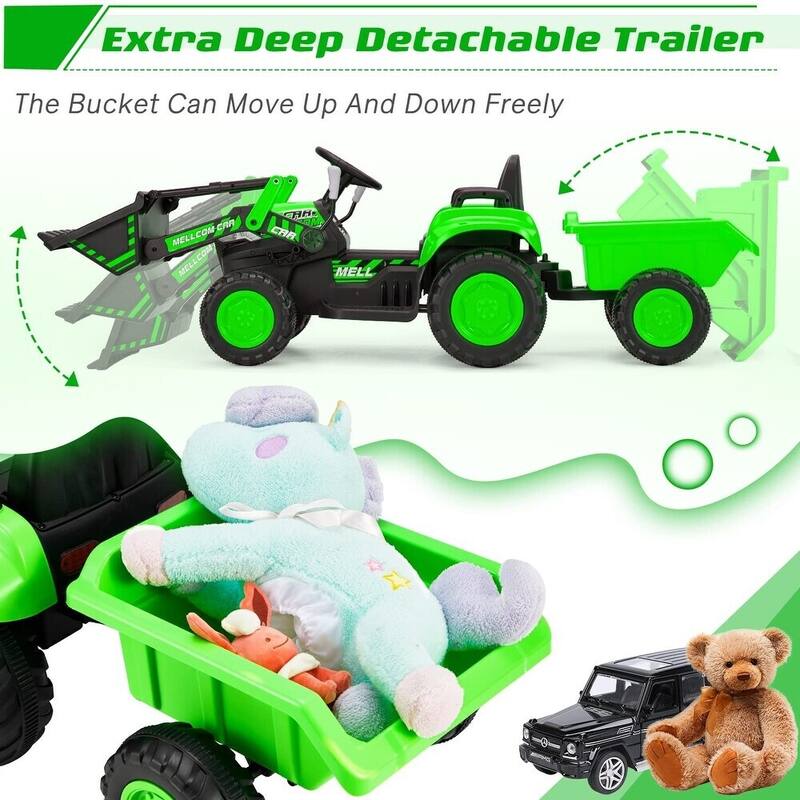 EROMMY Remote-Controlled Electric Ride-On Excavator with Horn, Lights, Music Player, and Safety Belt