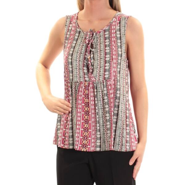Shop Sanctuary Womens Red Printed Sleeveless Scoop Neck Top Size