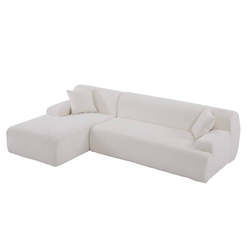 L-Shape Modular Sectional Sofa with Chaise Lounge, Oversized Chenille Upholstered Sofa, 3 Seater Sofa with 2 Throw Pillows