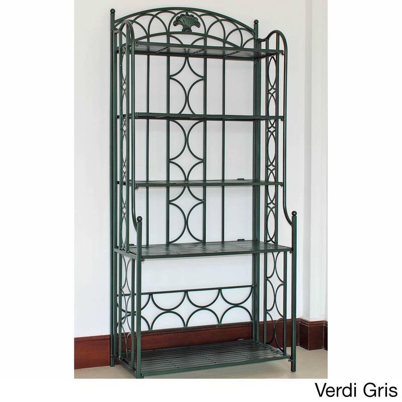 International Caravan Mandalay Iron 5-tier Baker's Rack - Verdi Gris Hammered