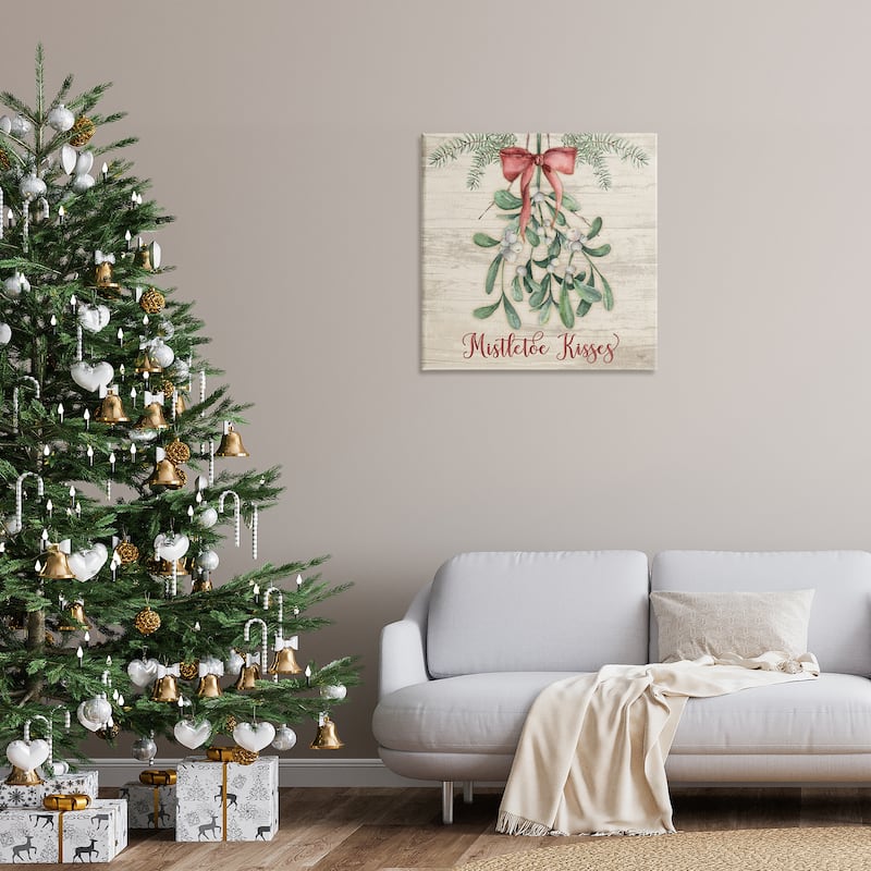 Stupell Rustic Mistletoe Kisses Canvas Wall Art Design By Mollie B.