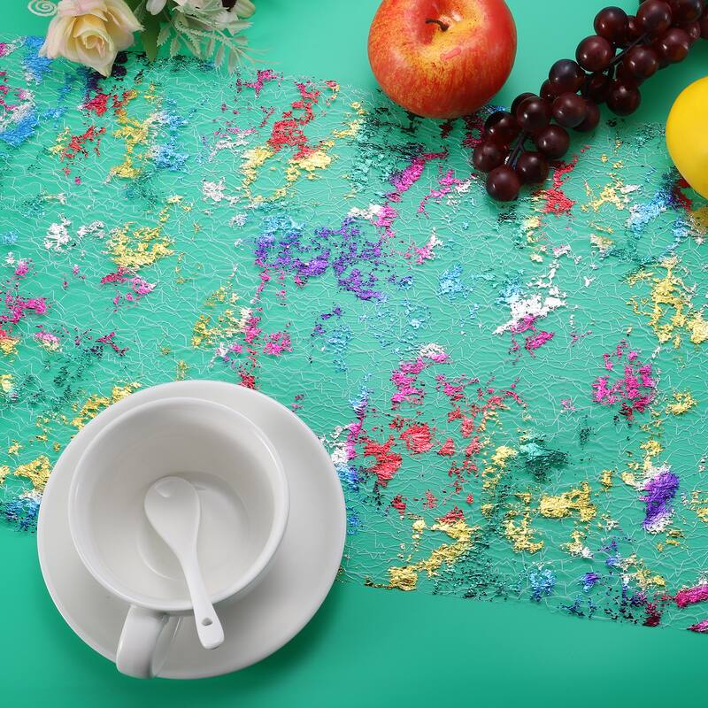 Rainbow Table Runner, Metallic Foil Thin Mesh