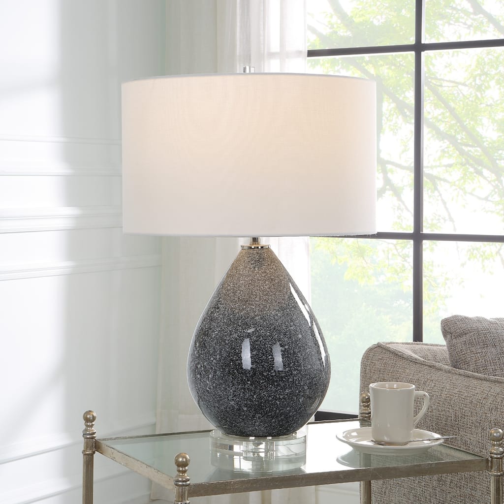 Speckled Glaze Table Lamp with Crystal Foot - 26.25