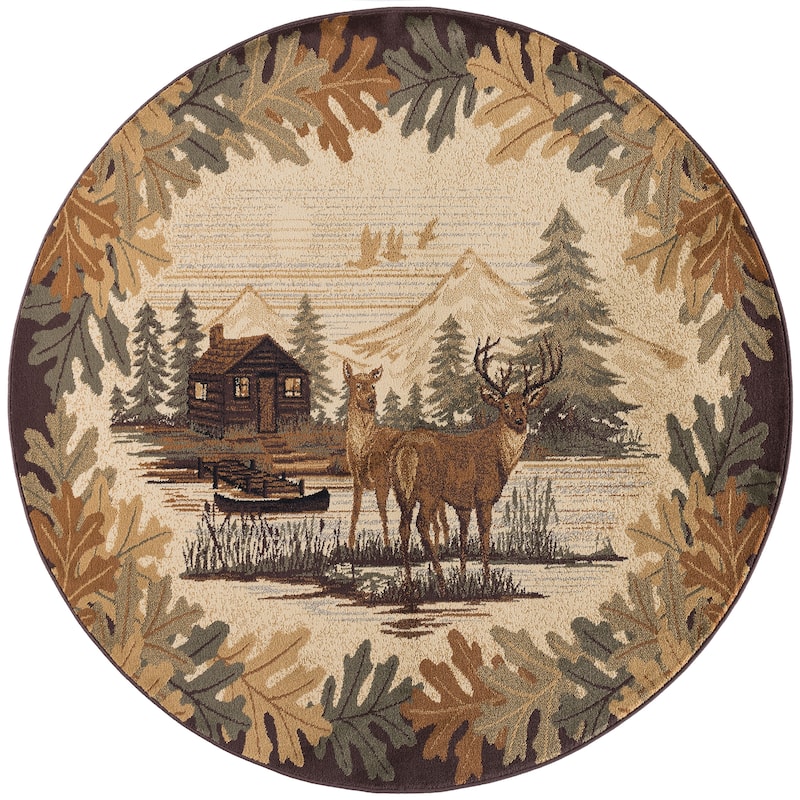 Natural Lodge Novelty Graphic Indoor Area Rug