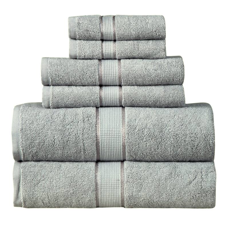 Luxurious 100% Cotton Absorbent 600 GSM 6 Piece Bathroom Towel Set 2 Washcloths, 2 Hand Towels, 2 Bath Towels